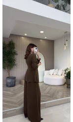 Beli Toka Detaylı Bluz Pantolon Takım - Haki - Kod: 9399