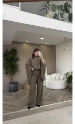 Monti Fular Detay Pelerin Takım - Haki - Kod: 9042