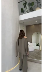 Monti Fular Detay Pelerin Takım - Haki - Kod: 9042