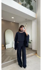 Monti Fular Detay Pelerin Takım - Lacivert - Kod: 9042