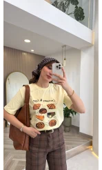 France Baskılı Kısa Kol T-shirt - Sarı