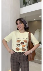 France Baskılı Kısa Kol T-shirt - Sarı