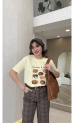 France Baskılı Kısa Kol T-shirt - Sarı