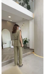 Napolı Omuz Detay Bağcıklı Yelek Takım - Mint - Kod: 8005