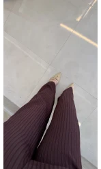 El Escorial Oversize Çizgili Takım - Bordo - Kod: 9069