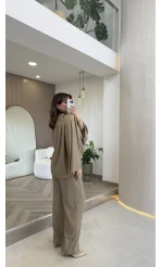 El Escorial Oversize Çizgili Takım - Haki - Kod: 9069