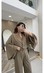 El Escorial Oversize Çizgili Takım - Haki - Kod: 9069