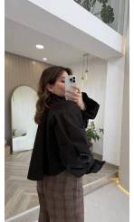 Soleil Bilek Detay Balon Kol Bluz - Siyah - Kod: 112254