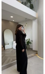 Vatkalı Garnili Bağcıklı Takım - Siyah - Kod: 51309