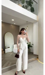 Venice İnci Detay Tulum - Ekru