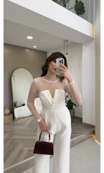 Venice İnci Detay Tulum - Ekru