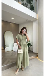 Cull Kemerli Poplin Elbise - Çağla - Kod: 70003