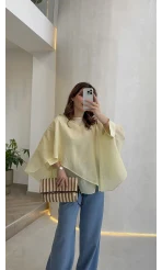 Uçuşan Pelerin Bluz - Sarı - Kod: 5026