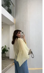 Uçuşan Pelerin Bluz - Sarı - Kod: 5026