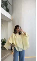 Uçuşan Pelerin Bluz - Sarı - Kod: 5026