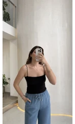 Tek Askılı Pedli Crop Body - Siyah - Kod: 00159