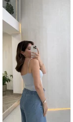 Tek Askılı Pedli Crop Body - Mavi - Kod: 00159