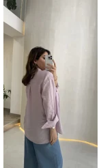 İçi Askılı Dantel Detaylı Gömlek - Lila - Kod: 2209