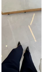 Kumaş Palazzo Pantolon - Lacivert - Kod: 3879