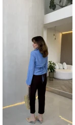 Quz Pile Detaylı Pantolon - Acı Kahve - Kod: 71154