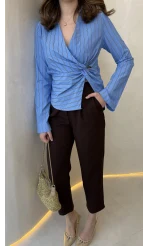 Quz Pile Detaylı Pantolon - Acı Kahve - Kod: 71154