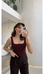 Dilvin Kalın Askılı Body - Bordo - Kod: 21057