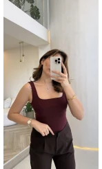 Dilvin Kalın Askılı Body - Bordo - Kod: 21057