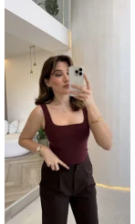 Dilvin Kalın Askılı Body - Bordo - Kod: 21057