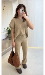 Yarım Kol Triko Takım - Bej Vizon Tonları - Kod: 2613