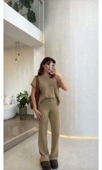 Yarım Kol Triko Takım - Bej Vizon Tonları - Kod: 2613