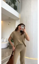 Yarım Kol Triko Takım - Bej Vizon Tonları - Kod: 2613