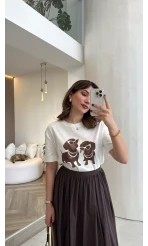 Dogs Baskılı T-shirt - Ekru