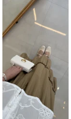 Beli Gipe Detaylı Midi Boy Etek - Camel - Kod: 1294