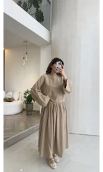 Catania Bel Detay Etek Bluz Takım - Vizon - 6017