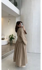 Catania Bel Detay Etek Bluz Takım - Vizon - 6017