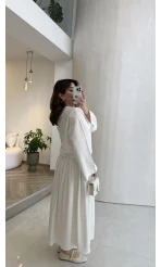 Catania Bel Detay Etek Bluz Takım - Ekru - 6017
