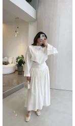 Catania Bel Detay Etek Bluz Takım - Ekru - 6017