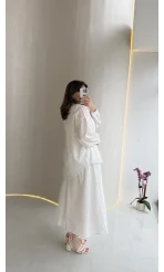 Darwin Brode Detaylı Gömlek-Etek Takım - Beyaz - Kod: 2245 5079