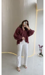 Ow Yüksek Bel Yıldız Detaylı Dar Paça Denim Jean Pantolon - Beyaz - Kod: 0960