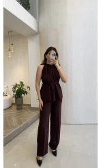 Fera Bağlama Detaylı Takım - Mürdüm - Kod: 8920