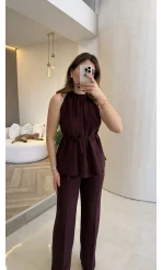 Fera Bağlama Detaylı Takım - Mürdüm - Kod: 8920