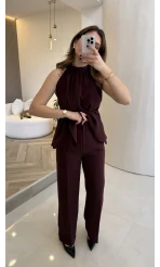 Fera Bağlama Detaylı Takım - Mürdüm - Kod: 8920