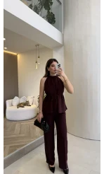 Fera Bağlama Detaylı Takım - Mürdüm - Kod: 8920