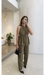 Fera Bağlama Detaylı Takım - Haki - Kod: 8920