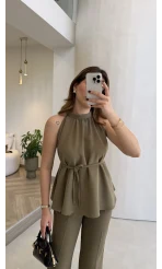 Fera Bağlama Detaylı Takım - Haki - Kod: 8920