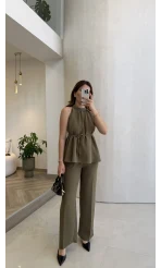 Fera Bağlama Detaylı Takım - Haki - Kod: 8920