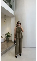 Fera Bağlama Detaylı Takım - Haki - Kod: 8920