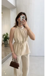 Fera Bağlama Detaylı Takım - Taş - Kod: 8920