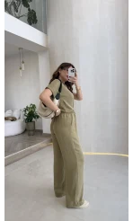 Yarım Kol Bluz Pantolon Takım - Olive - Kod: 51163