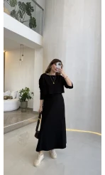 Bluzlu İkili Takım Elbise - Siyah - Kod: 4064